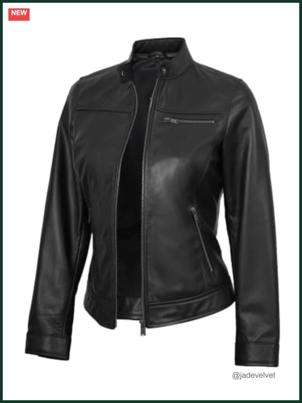 Genuine Lambskin Leather Jacket Women Moto Cafe Racer Quilted